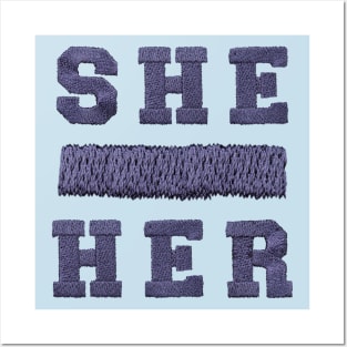 Pronouns She Her Knit LGBT Posters and Art